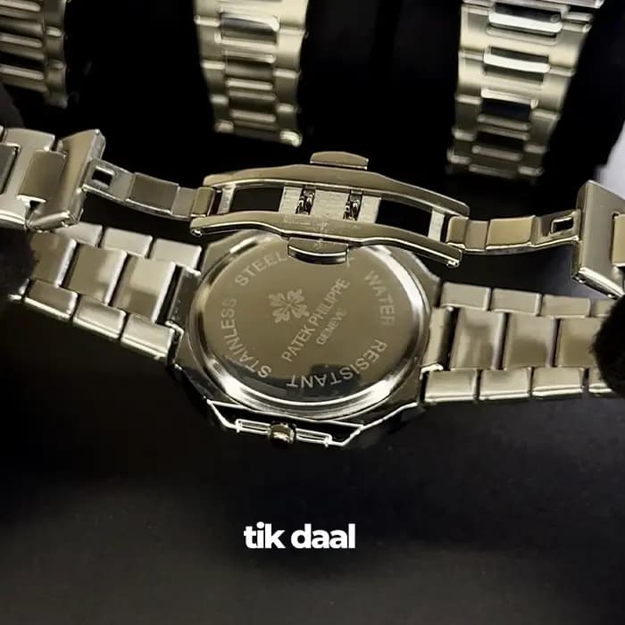 ساعت پتک فیلیپ مدل کوبیتوس نقره ای صفحه مشکی | patek philippe — تصویر ۴
