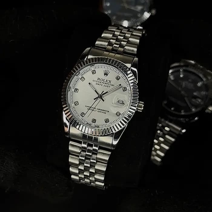 ساعت رولکس مردانه نقره ای صفحه سفید | Rolex