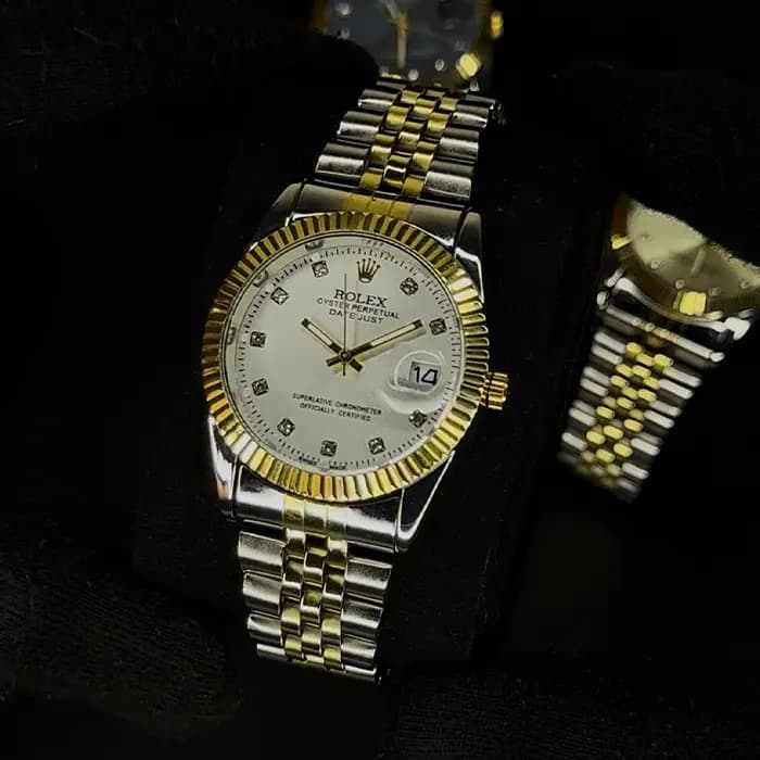 ساعت رولکس مردانه دورنگ صفحه سفید | Rolex