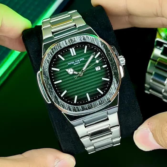 ساعت پتک فیلیپ نقره ای صفحه سبز | patek philippe