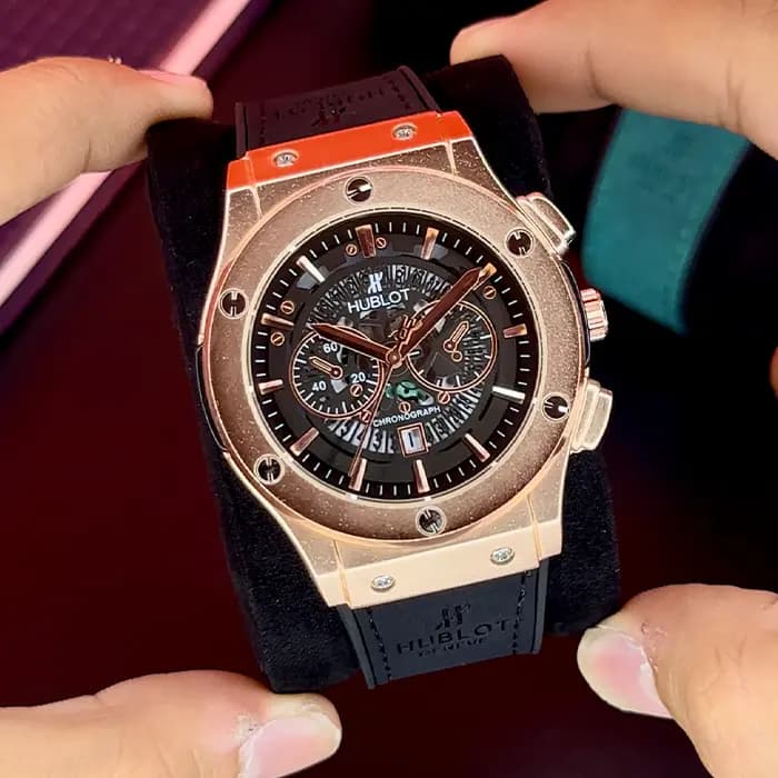 ساعت هابلوت مردانه طلایی بند مشکی | HUBLOT