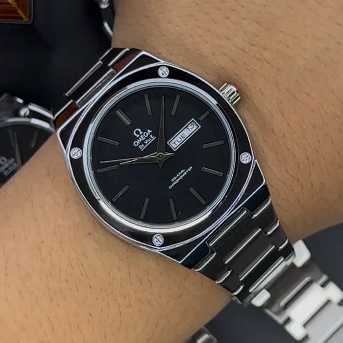 ساعت امگا مردانه دو تقویم صفحه مشکی | omega
