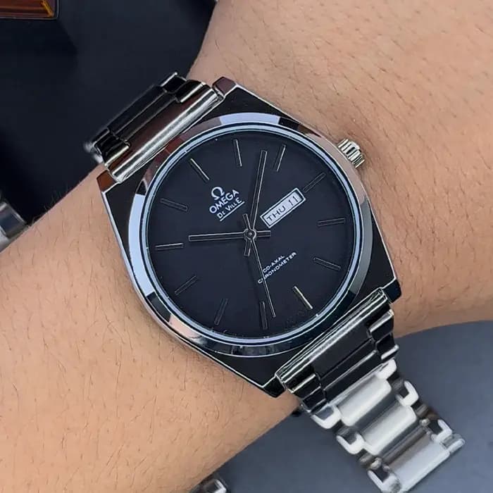 ساعت امگا مردانه دو تقویم مشکی| omega