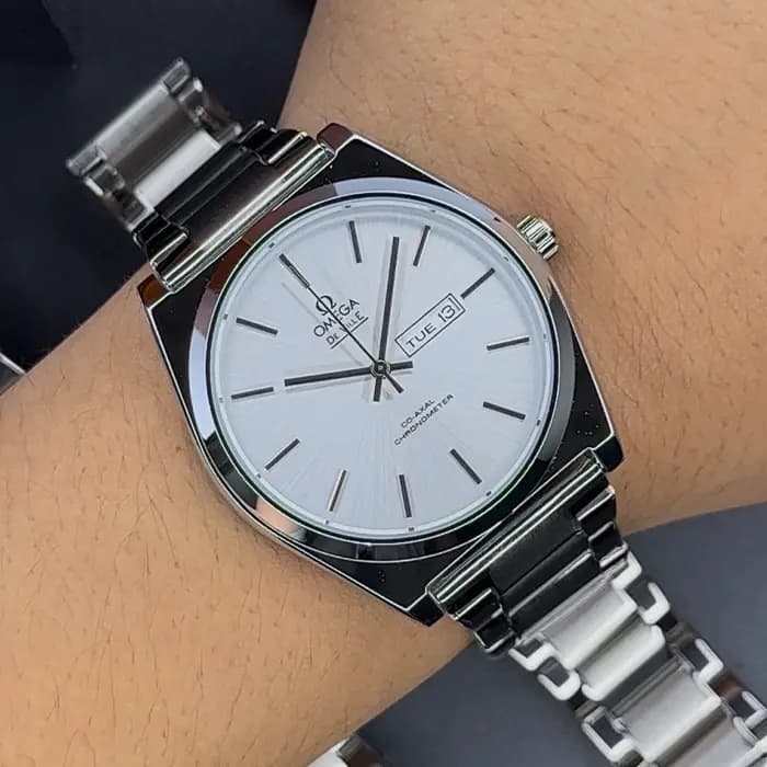 ساعت امگا مردانه دو تقویم سفید | omega