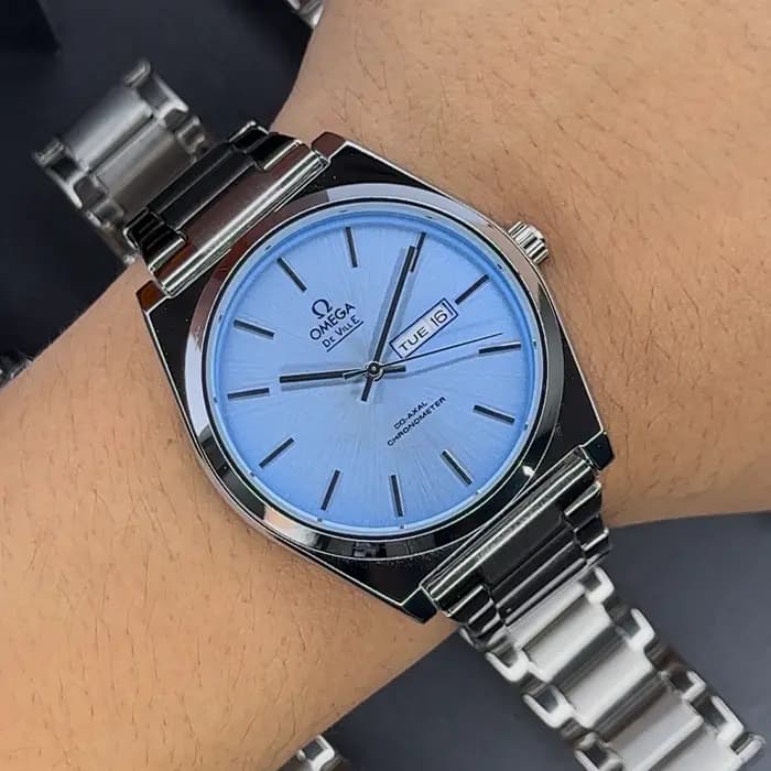 ساعت امگا مردانه دو تقویم آبی تیفانی | omega