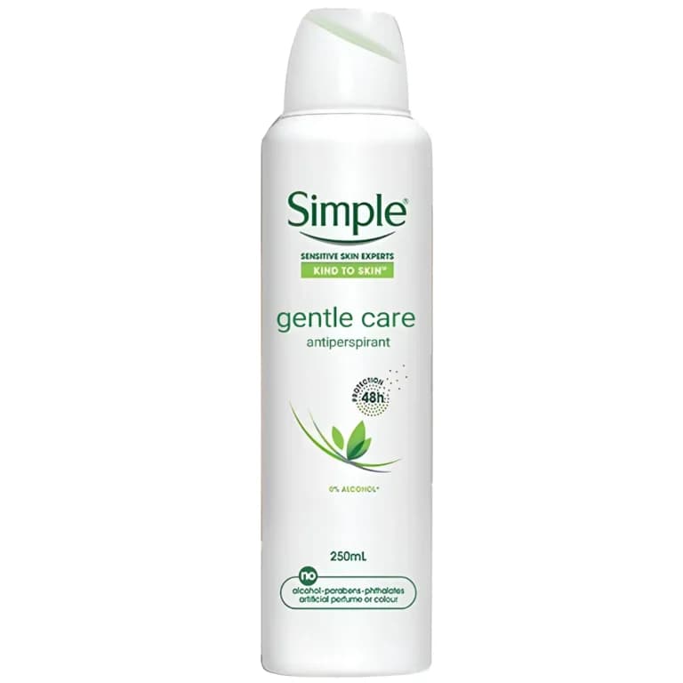 اسپری دئودورانت ضد تعریق سیمپل مدل gentle care + ماندگاری 48 ساعته