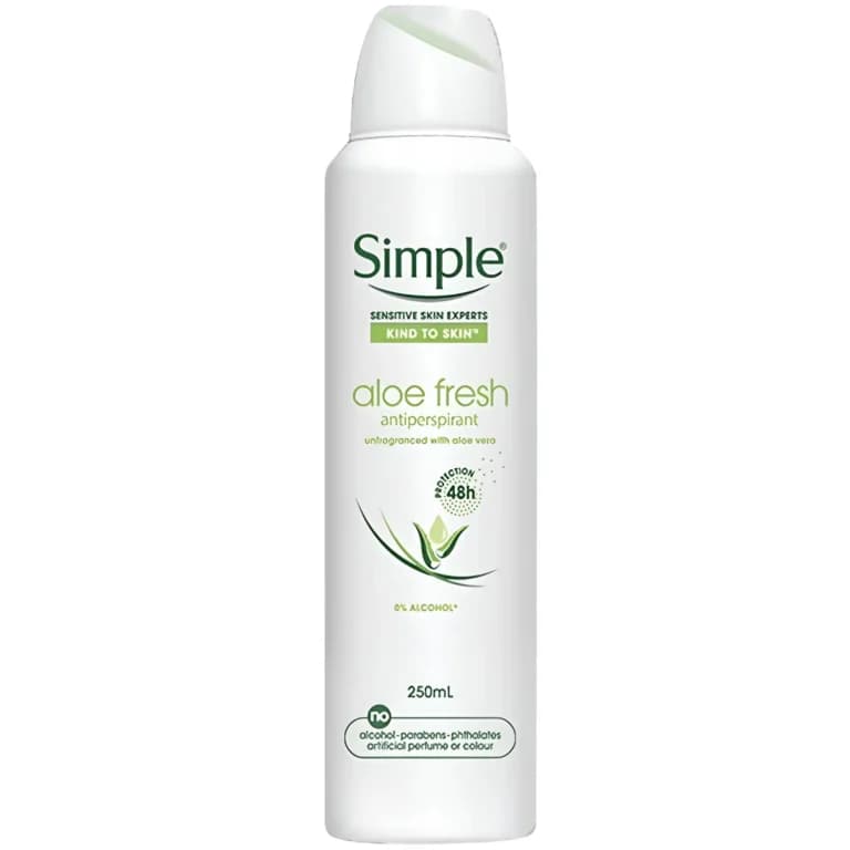 اسپری دئودورانت ضد تعریق سیمپل مدل aloe fresh بدون بو و الکل