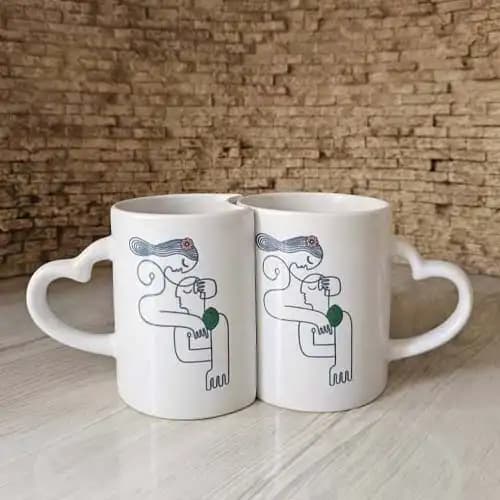 ماگ دسته قلبی دوقلو