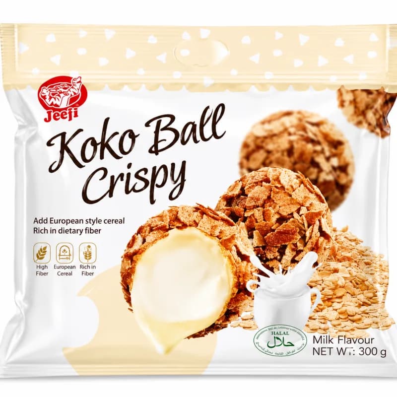 توپک غلات کریسپی با مغز شیری جیفی 300 گرمی | Jeefi Koko Ball Crispy Milk
