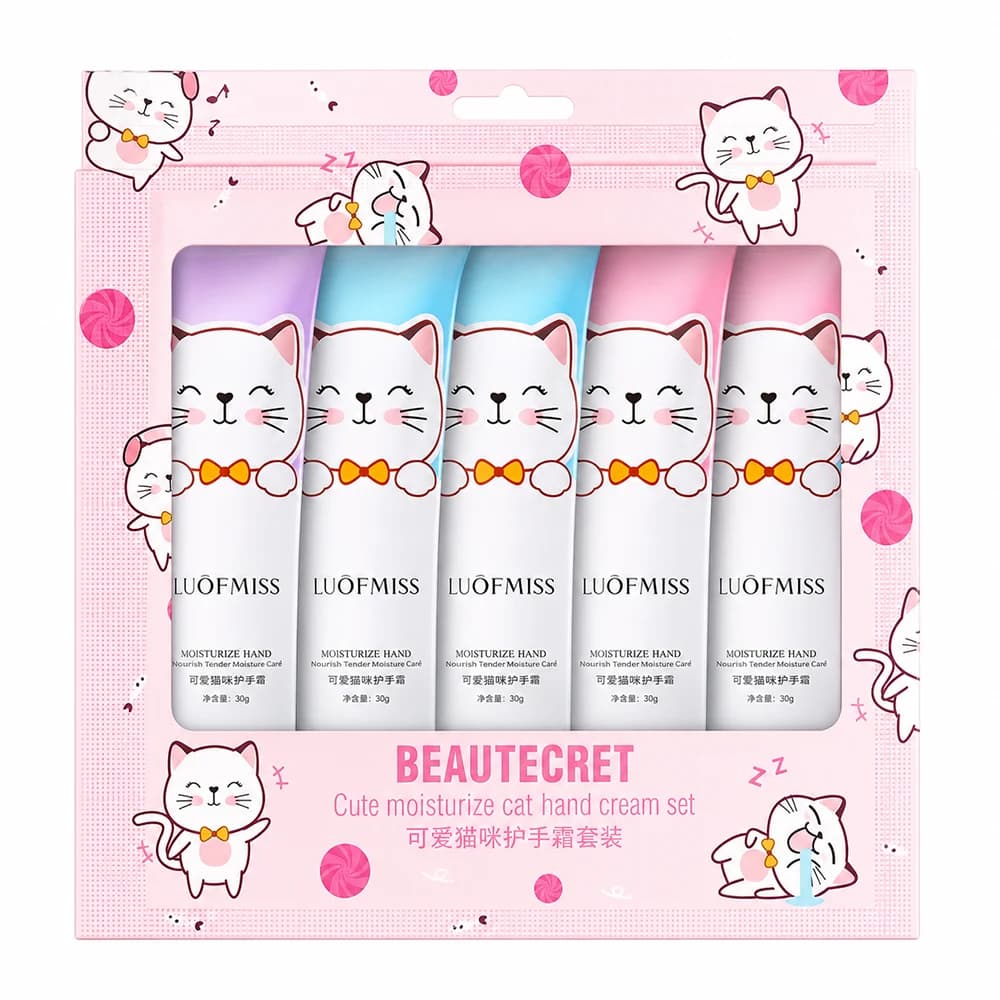کرم مرطوب کننده دست مدل Cute Cat حجم 30 میلی‌لیتر مجموعه 5 عددی