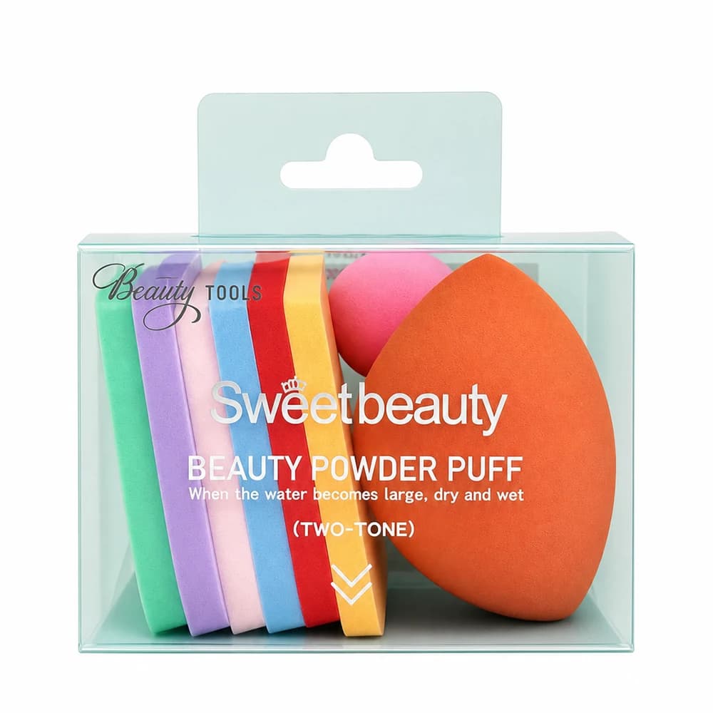 پد آرایشی تخم‌مرغی 8 عددی سوییت بیوتی مدل Beauty Powder Puff مناسب استفاده خشک و مرطوب