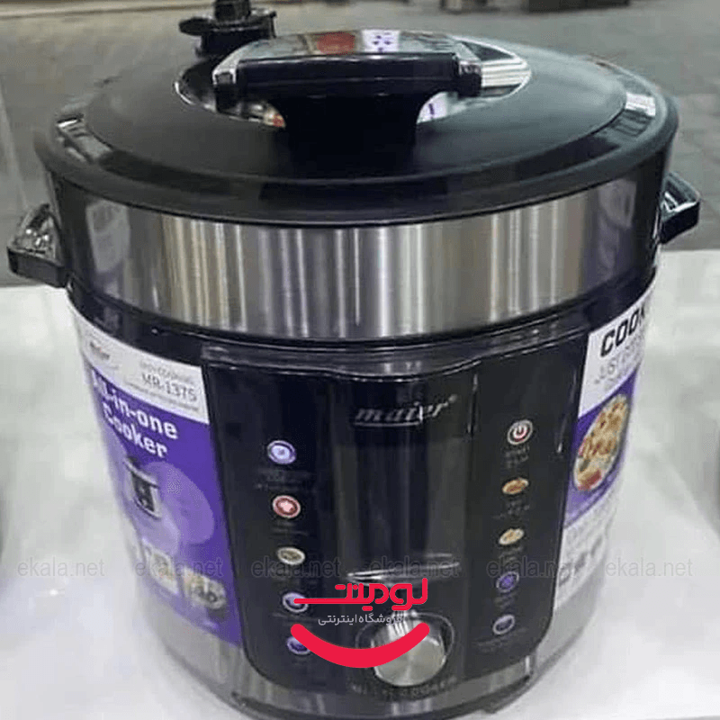 زودپز و آرام‌پز برقی مایر 6 لیتری 1000 وات مدل MR-1375 با پنل لمسی و دیگ گرانیتی — تصویر ۳