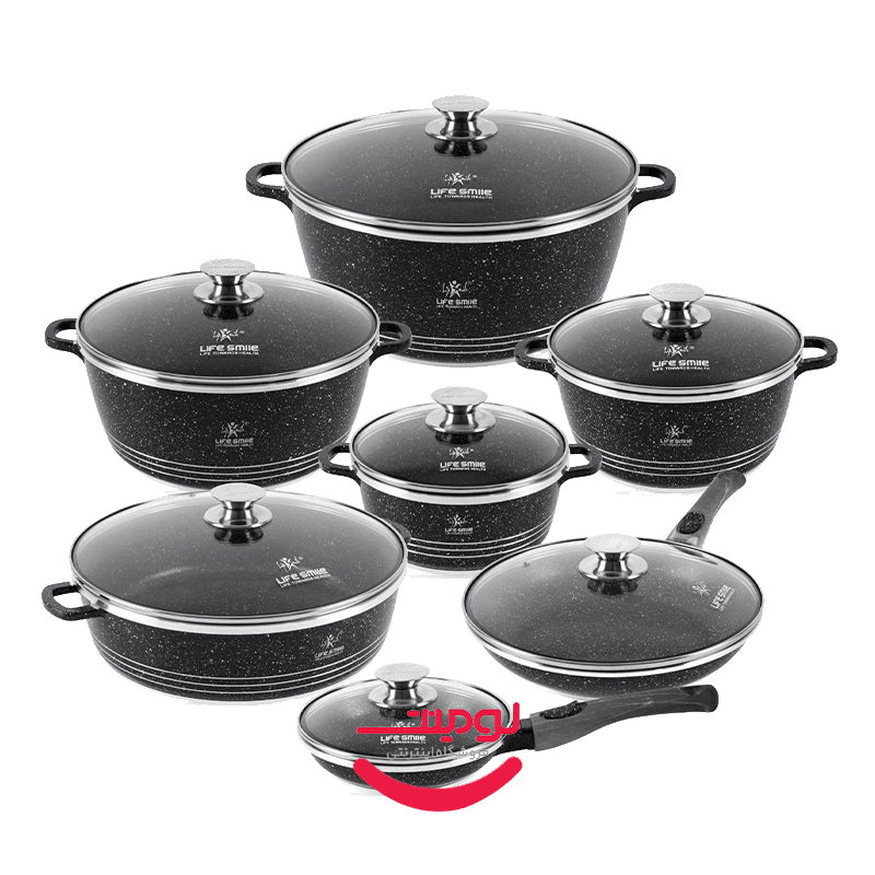 سرویس قابلمه و تابه گرانیتی لایف اسمایل 8 پارچه مدل LIFEP17-8-3-BLACK — تصویر ۹