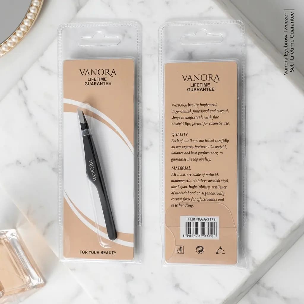 موچین حرفه‌ای ونورا با نوک صاف و استیل ضد زنگ (Vanora Professional Slant Tip Tweezers Stainless Steel )