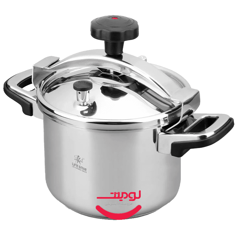 زودپز استیل لایف‌اسمایل مدل ZDS-1-4L چهار لیتری با درب قفل دکمه‌ای، استیل 18/10 و پایه اندوکتیون