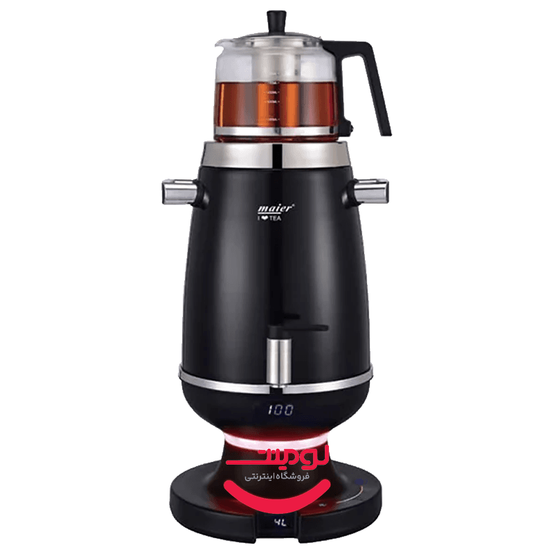 سماور برقی مایر مدل MR-3845 | 4 لیتری با قوری شیشه‌ای، المنت مخفی و کنترل لمسی