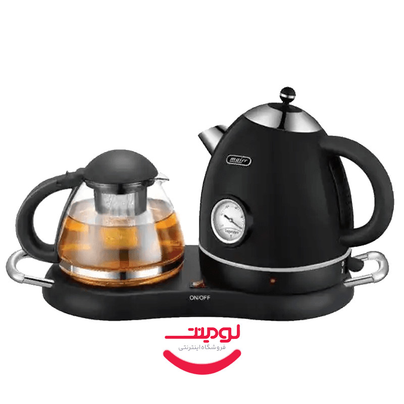 چای‌ساز مایر مدل MR-1575 | 2200 وات با قوری پیرکس، تنظیم دما و تایمر