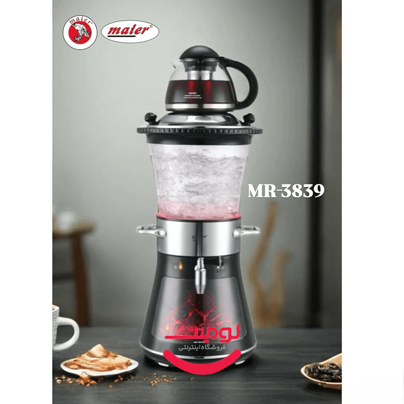 سماور برقی مایر مدل MR-3839 | 3.5 لیتر با بدنه شیشه‌ای، نمایشگر لمسی و نورپردازی LED — تصویر ۴