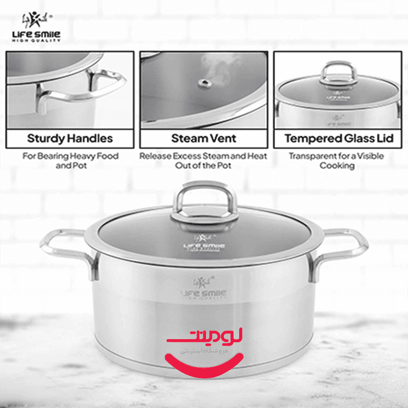 سرویس قابلمه 6 پارچه استیل لایف اسمایل مدل LIFEP12-6-3 — تصویر ۵