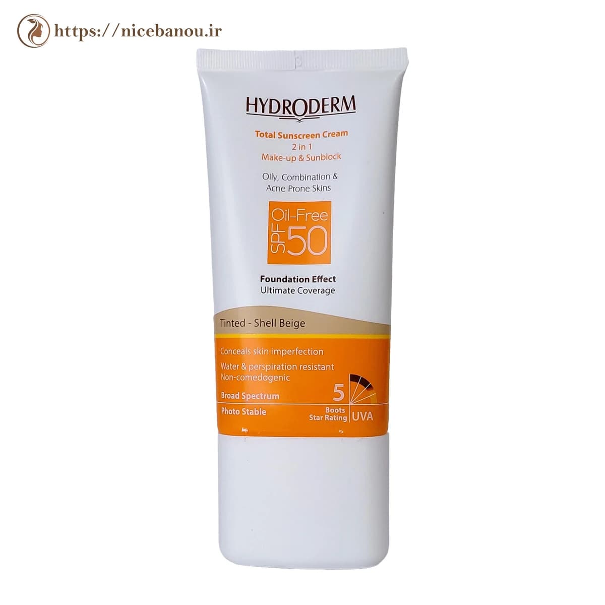کرم ضد آفتاب کرم‌پودری فاقد چربی هیدرودرم SPF50 بژ صدفی ۴۰ میلی‌لیتر — تصویر ۴