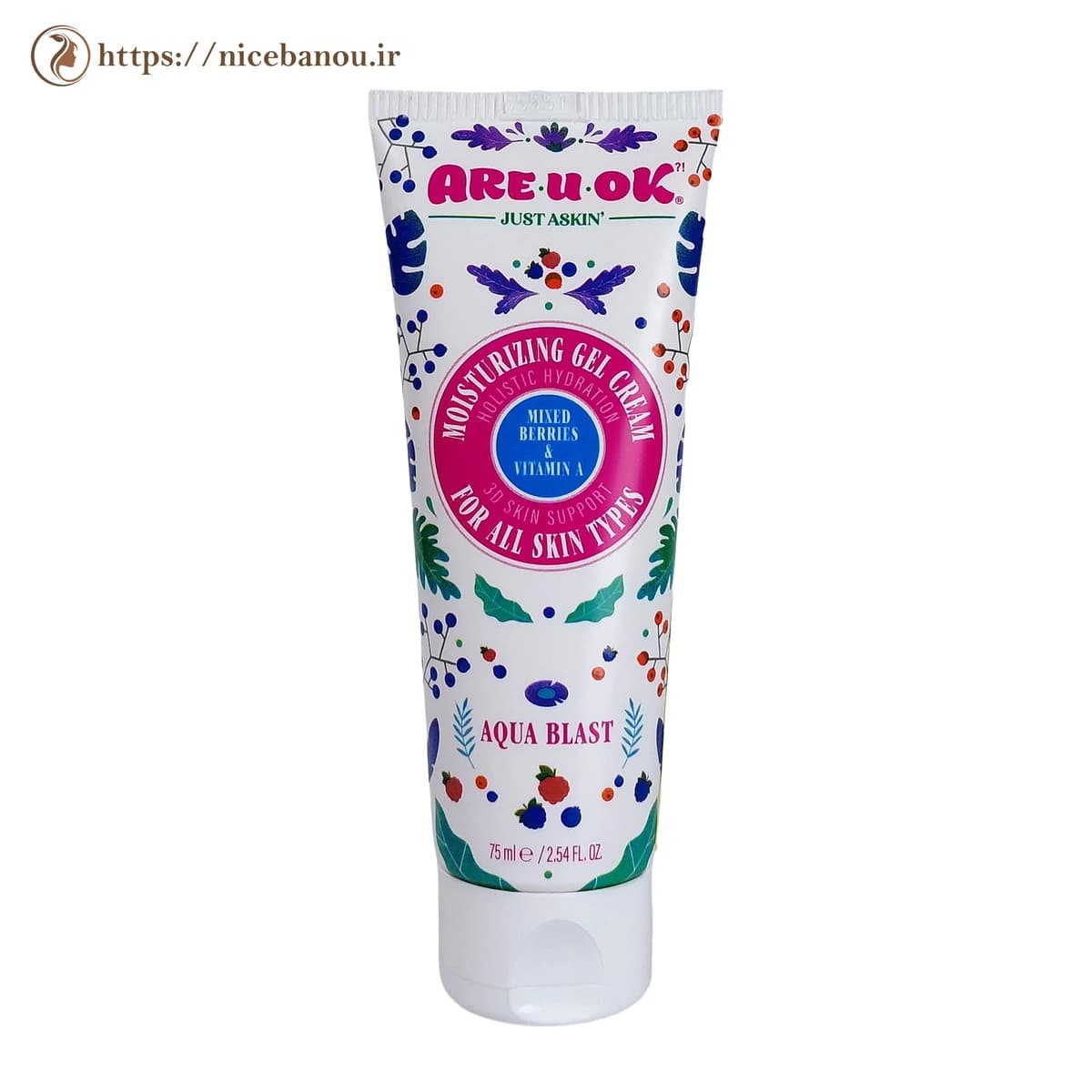 کرم ژل آبرسان تمشک و ویتامین A آر یو اوکی مدل Aqua Blast حجم 75 میلی‌لیتر