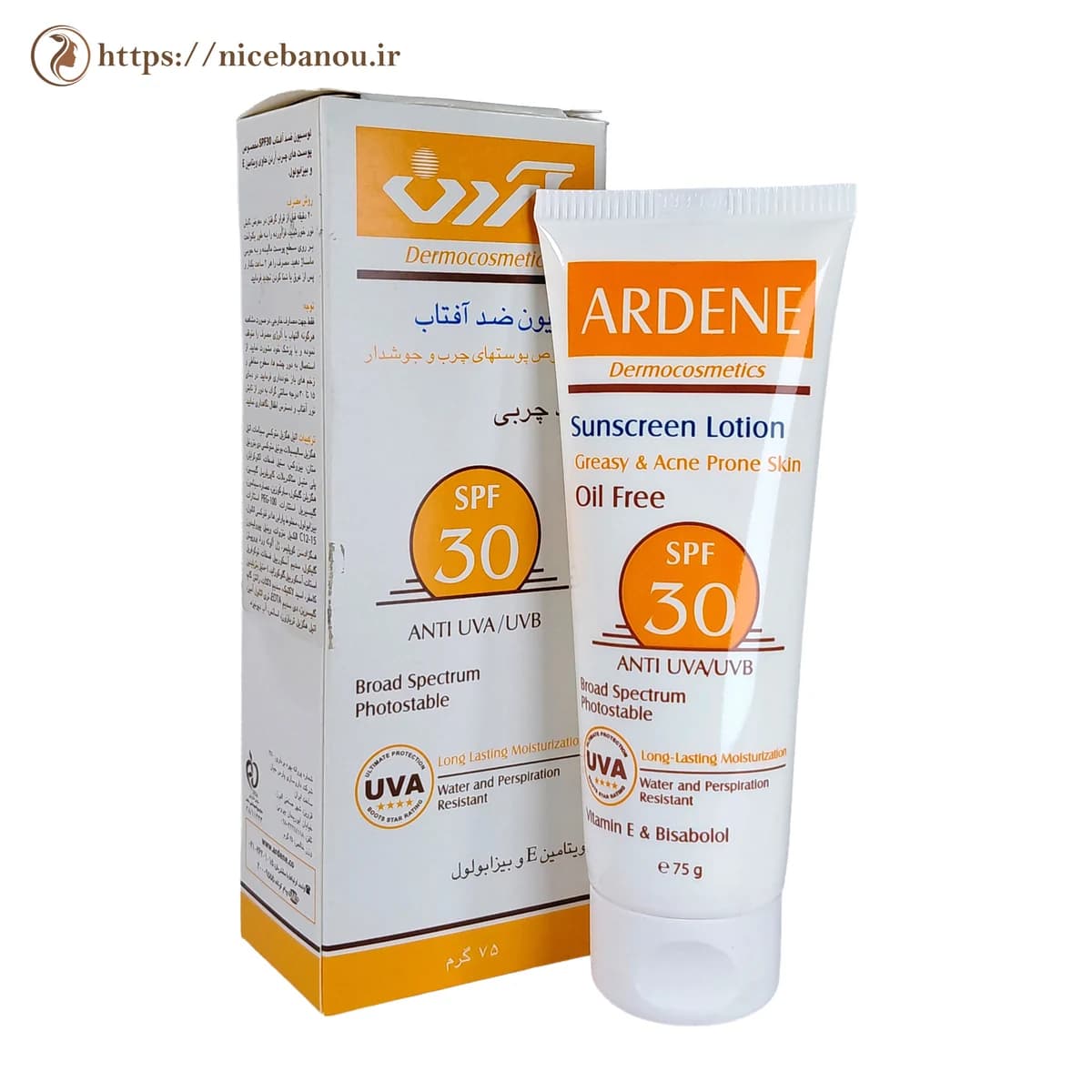 لوسیون ضد آفتاب فاقد چربی آردن SPF 30 پوست چرب و جوش‌دار 75 گرم