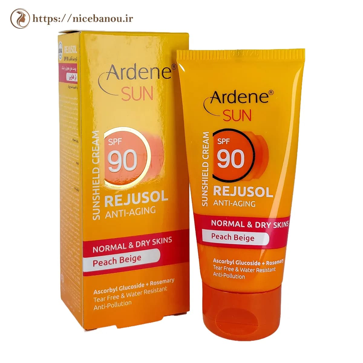 کرم ضد آفتاب رنگی آردن سان Rejusol SPF 90 بژ هلویی 50 میلی‌لیتر