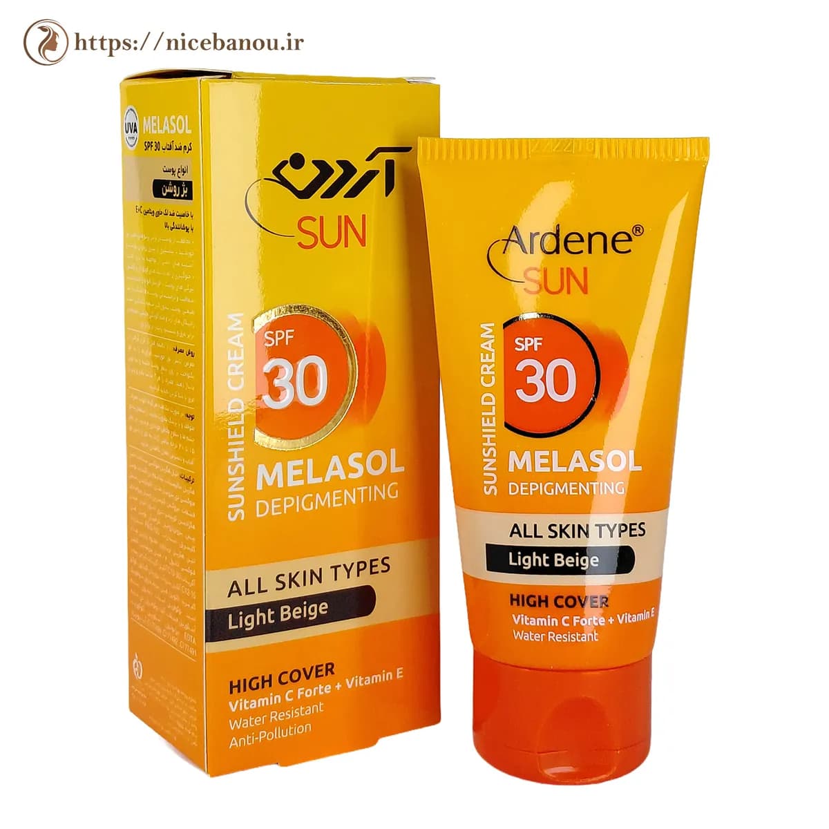 کرم ضد آفتاب رنگی ملاسول آردن SPF 30 بژ روشن 50 میلی‌لیتر