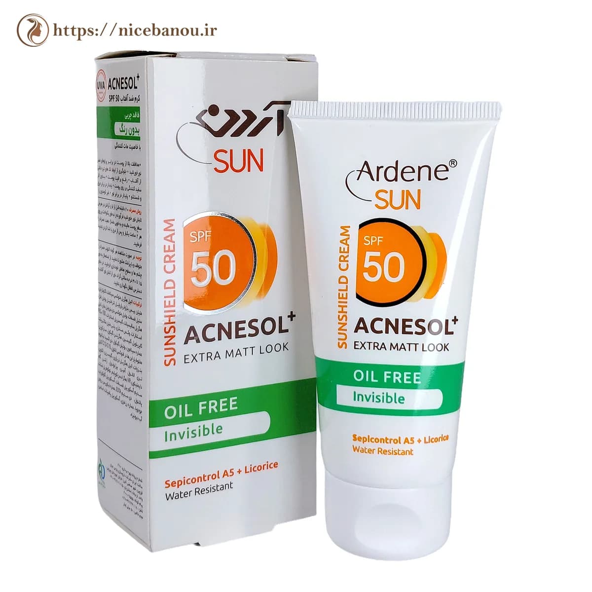 کرم ضد آفتاب آردن آکنه سل SPF 50 بی‌رنگ و فاقد چربی 50 میلی‌لیتر