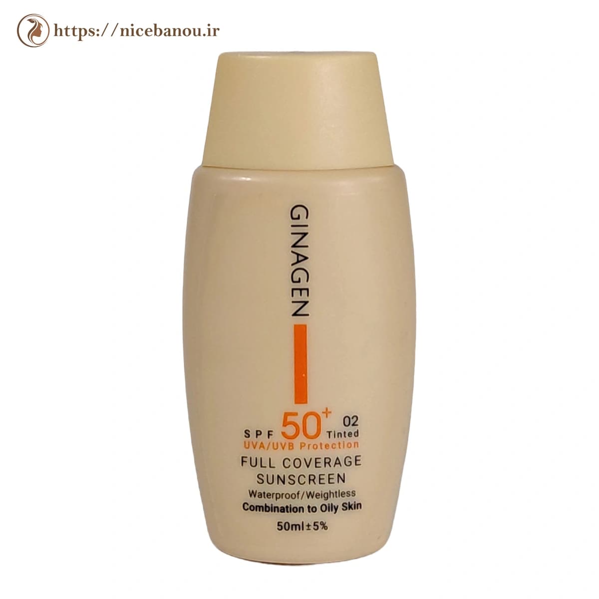 کرم ضد آفتاب رنگی ژیناژن SPF50+ پوست چرب و مختلط شماره ۰۲ حجم ۵۰ میلیلیتر — تصویر ۳