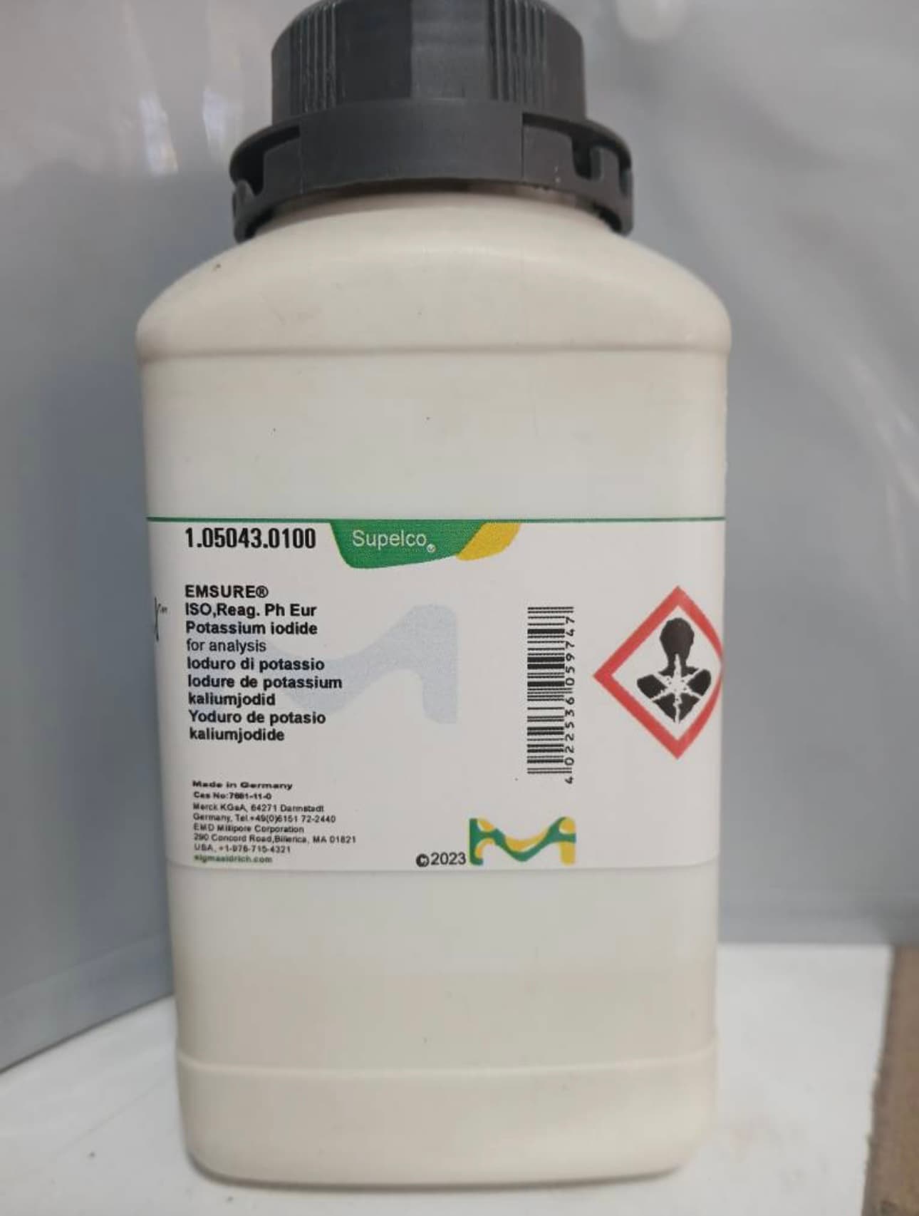 پتاسیم یداید(یدور پتاس) کمپانی مرک(Merck) آلمان ۱۰۰ گرمی
