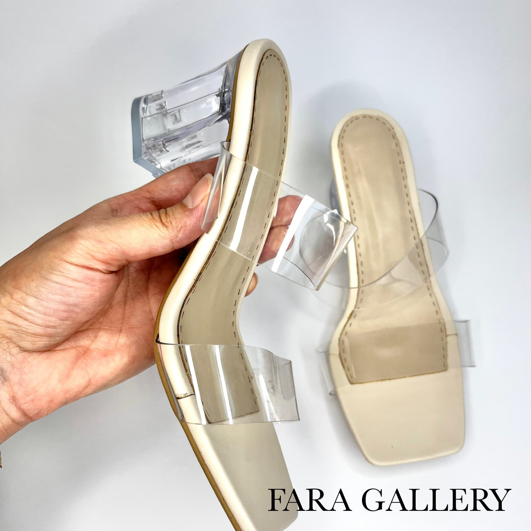 صندل مجلسی زنانه طلقی پاشنه شیشه ای ساده کد FS26 — تصویر ۸