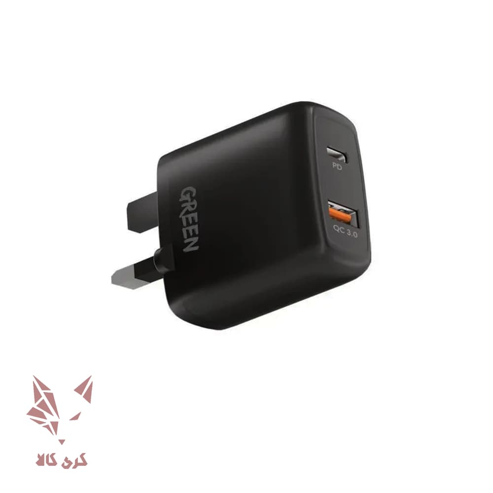 ​شارژر دیواری فست شارژ گرین لاین PD+QC3.0 20W