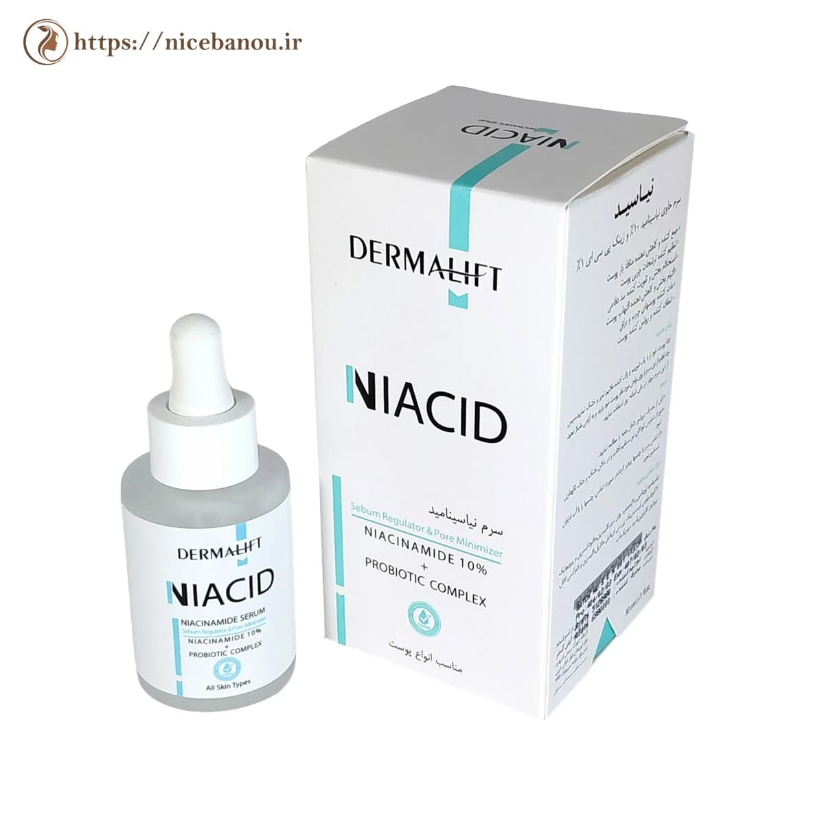 سرم نیاسید درمالیفت حاوی نیاسینامید ۱۰٪ و زینک PCA ۱٪ حجم ۳۰ میلی‌لیتر