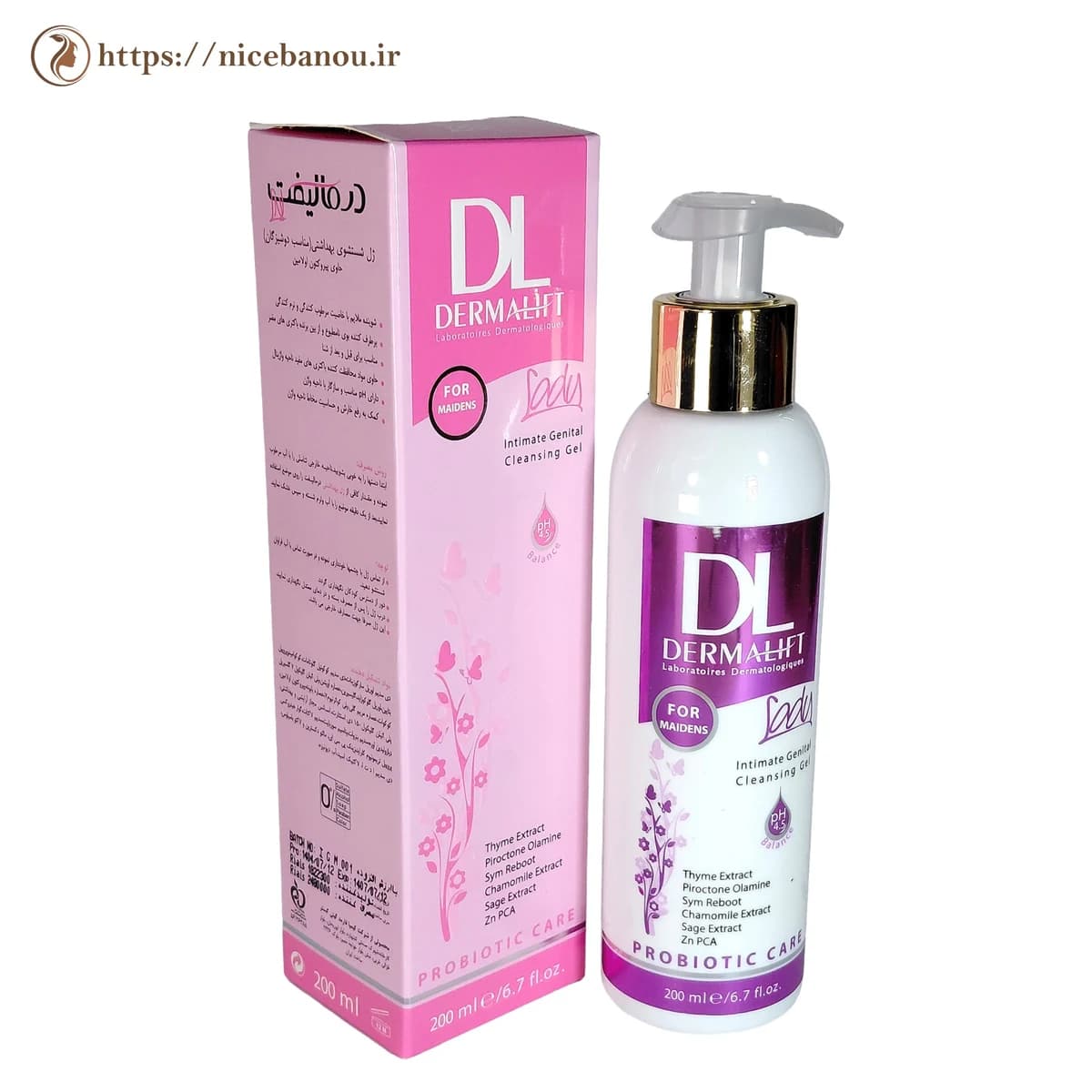 ژل شستشوی بهداشتی دوشیزگان درمالیفت Lady حجم ۲۰۰ میلی‌لیتر
