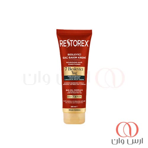 کرم مو نرمکننده و تقویتکننده مو مغذی رستورکس Restorex حاوی ۷ روغن مغذی 250 میل