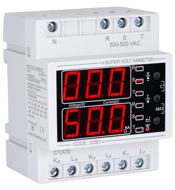 سوپرولت آمپرمتر ۷۱ سه فاز تک فاز شیوا امواج مدل VAB-6000A کد 22B1