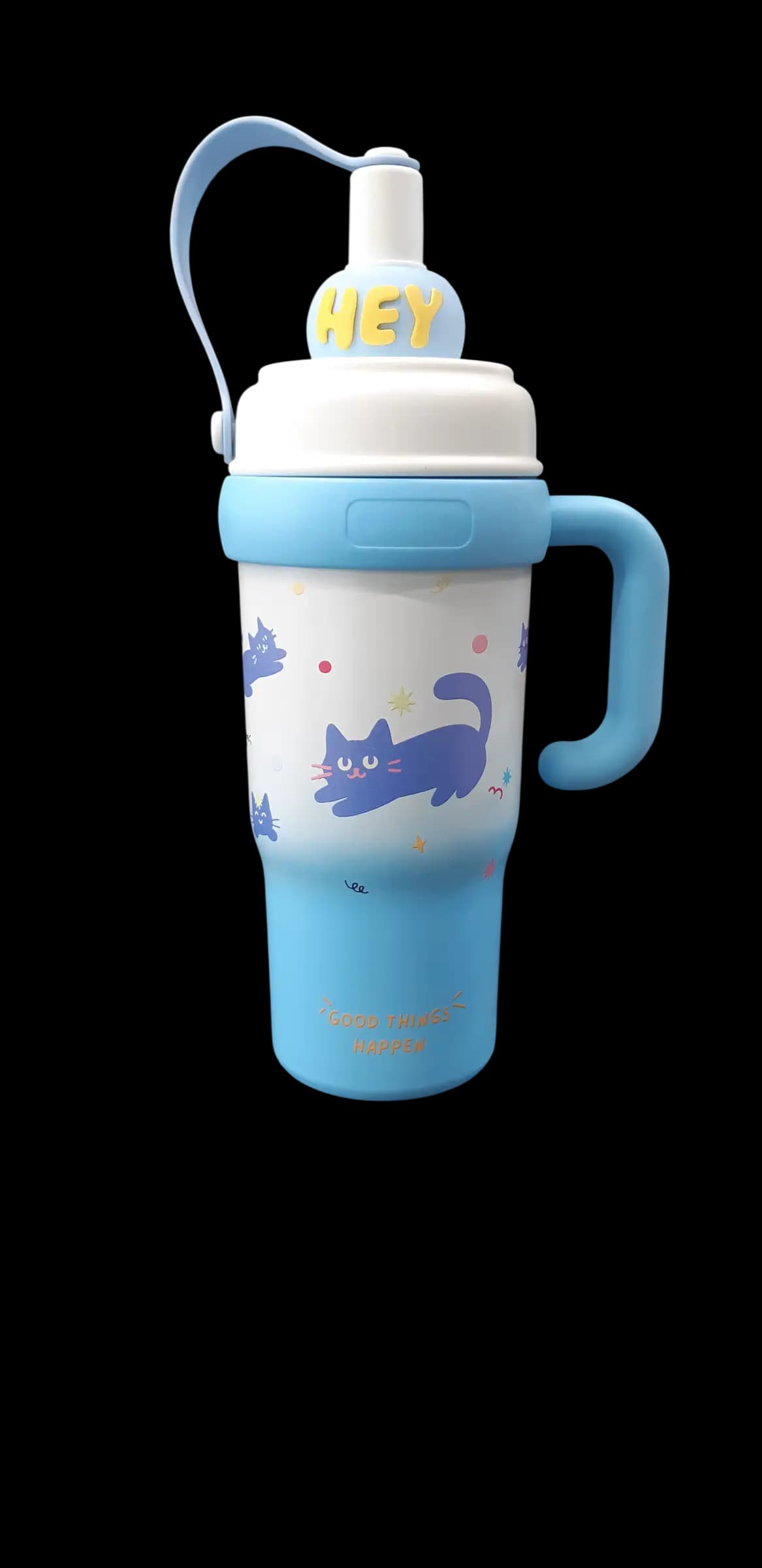 تراول ماگ دسته دار و نی دار Love Kitty مدل 8935 حجم 780 میلی لیتر — تصویر ۳