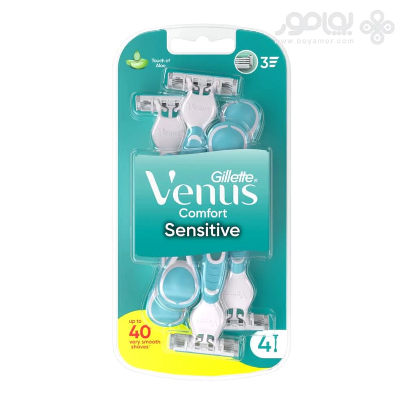خودتراش ژیلت ونوس 3 تیغ سری COMFORT SENSITIVE بسته 4 عددی — تصویر ۳