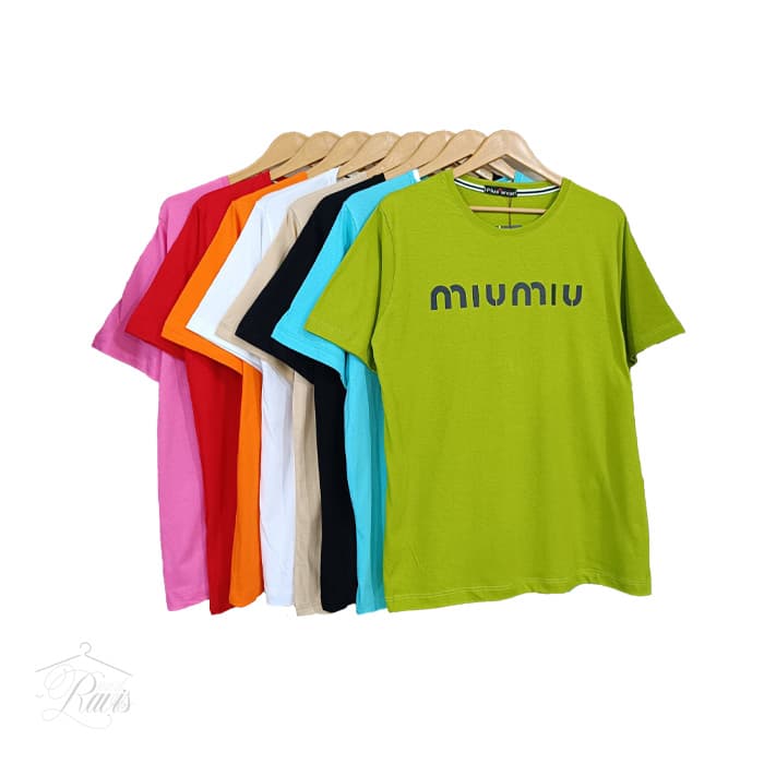 تیشرت پنبه سوپر قواره دار چاپ miu miu