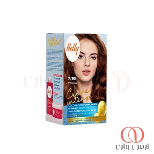 کیت رنگ مو نلی NELLY مدل Creme Intense شماره 7/95 رنگ قهوه‌ای فندقی