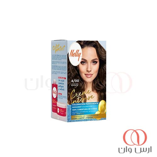 کیت رنگ مو نلی NELLY مدل Creme Intense شماره 4/00 قهواه ای متوسط