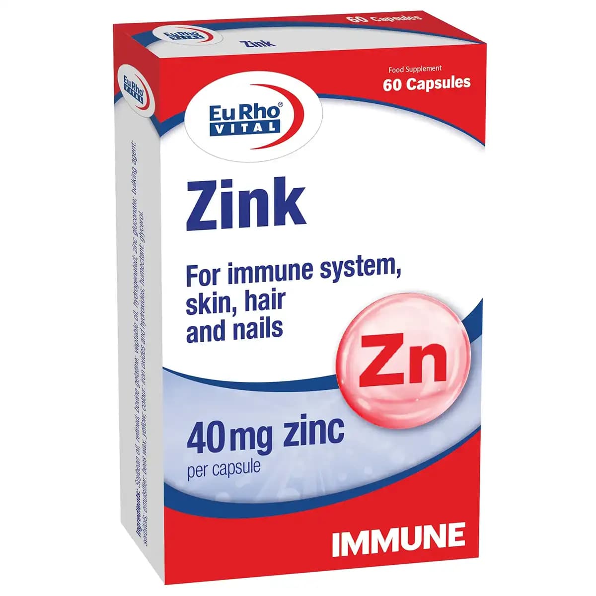 زینک 40 میلی گرم 60 عددی یوروویتال | Eurho Vital — تصویر ۲