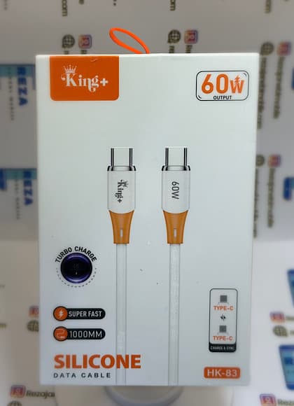 کابل شارژ فست توربو 60وات دوسر تایپ سی Usb-C به Usb-C کینگ پلاس مدل Hk-83