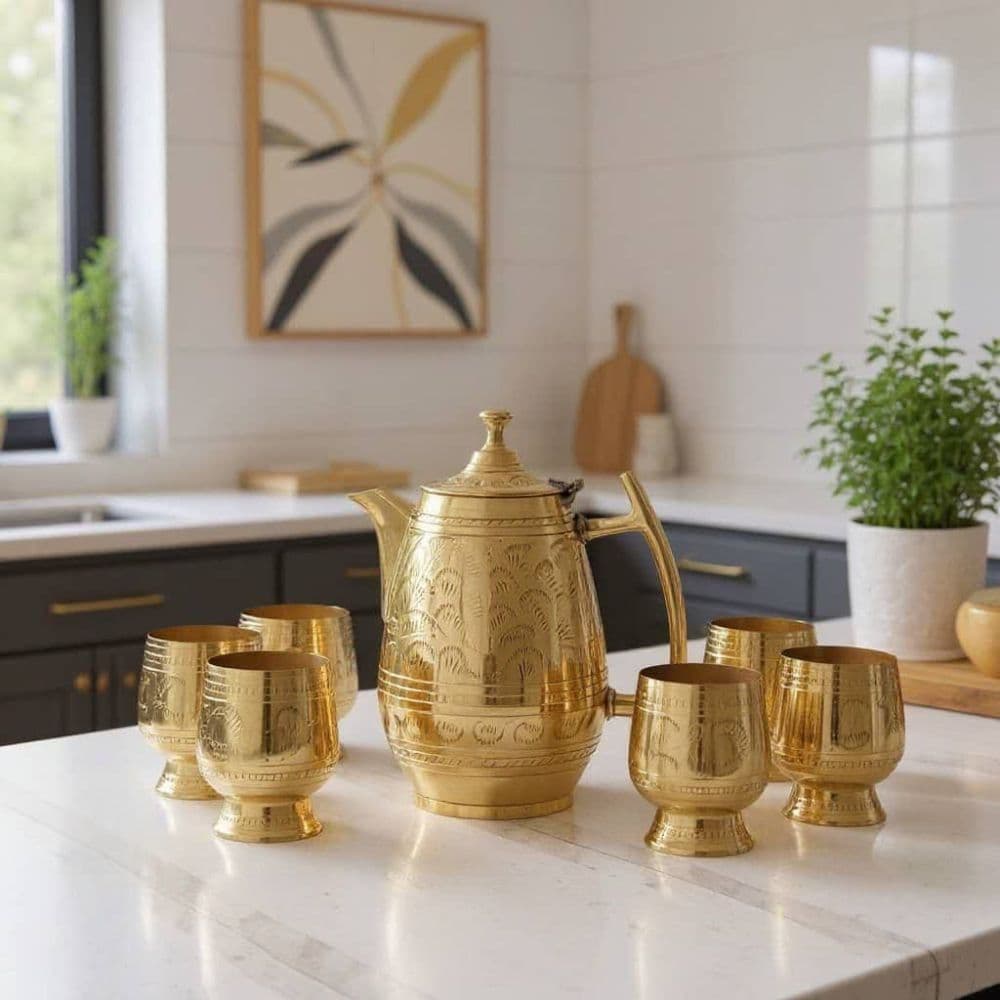 پارچ و لیوان برنزی هندی