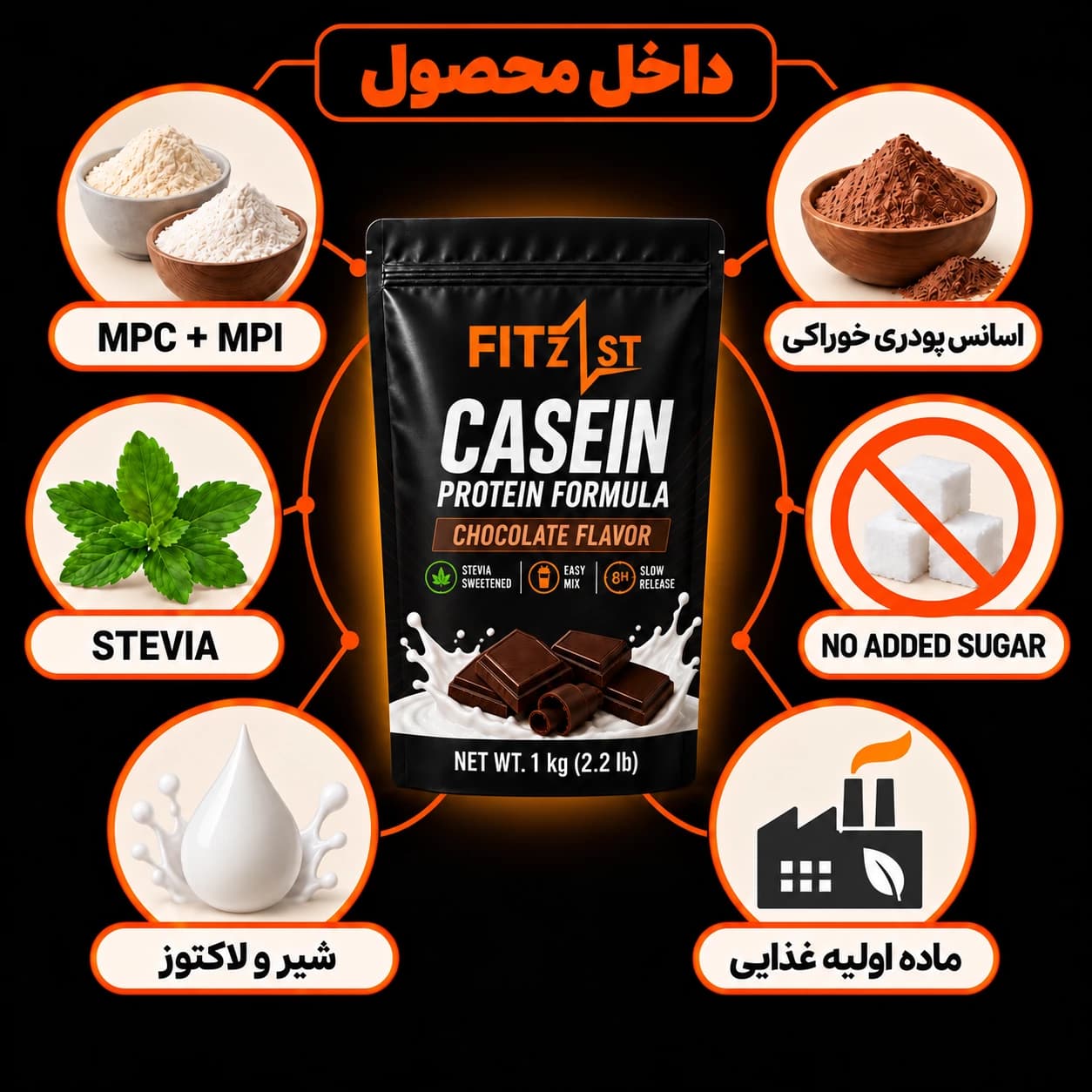 پروتئین کازئین 500 گرم شکلاتی (CASEIN) — تصویر ۳