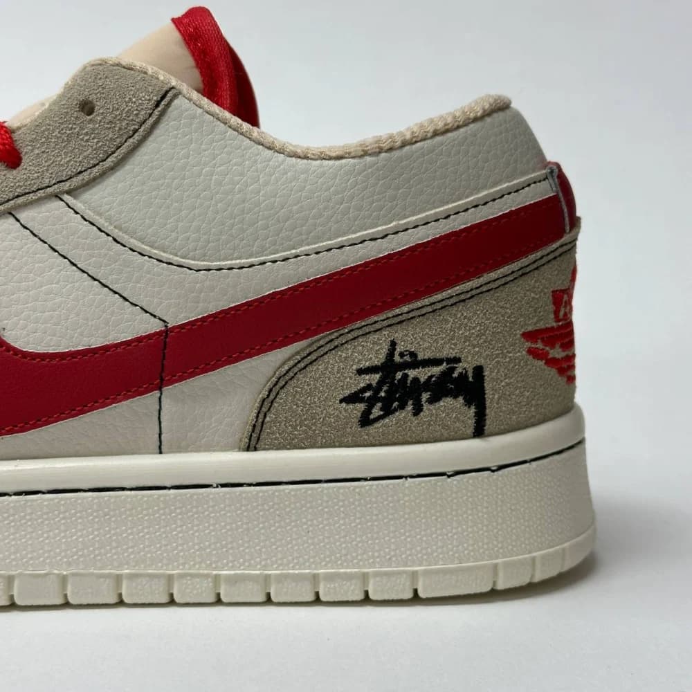 کتونی مردانه نایکی ایر جردن ۱ لو استوسی کرم قرمز | Nike Air Jordan 1 Low Stussy Cream Red — تصویر ۴