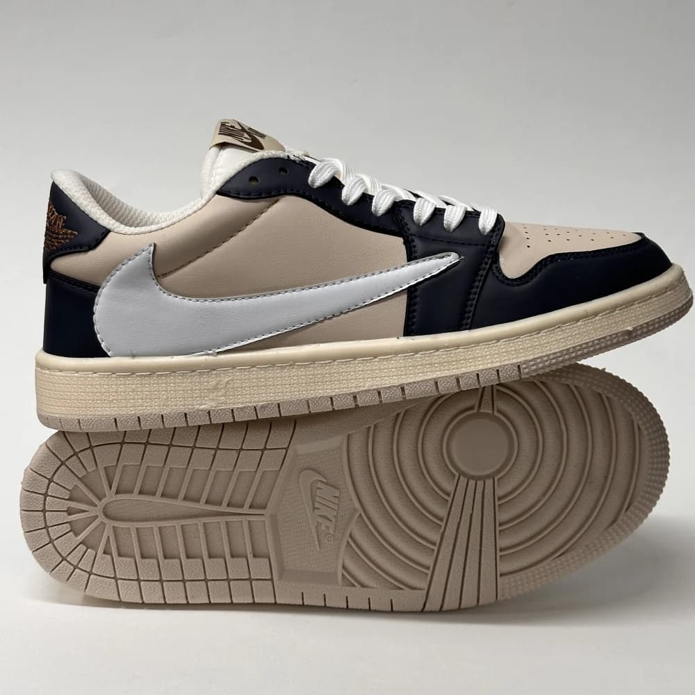 کتونی نایک ایر جردن 1 لو تراویس اسکات سرمه‌ای کرم | Travis Scott x Air Jordan 1 Low Navy Cream — تصویر ۳