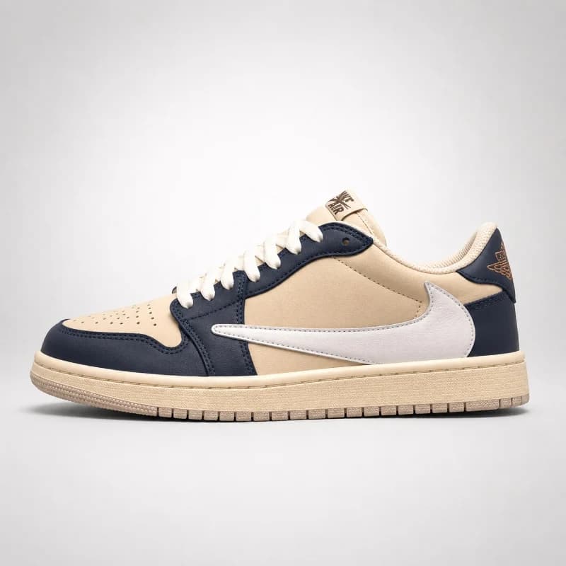 کتونی نایک ایر جردن 1 لو تراویس اسکات سرمه‌ای کرم | Travis Scott x Air Jordan 1 Low Navy Cream
