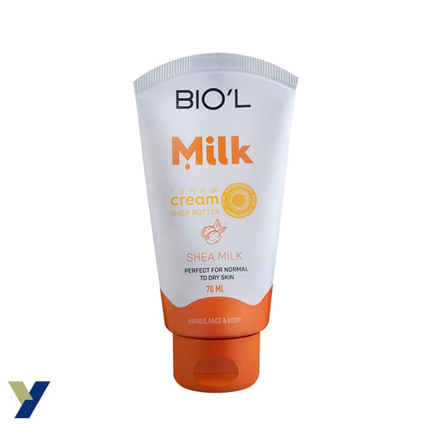 کرم مرطوب کننده دست و صورت بیول مدل SHEA MILK حاوی روغن شیر و شیا حجم 70 ML